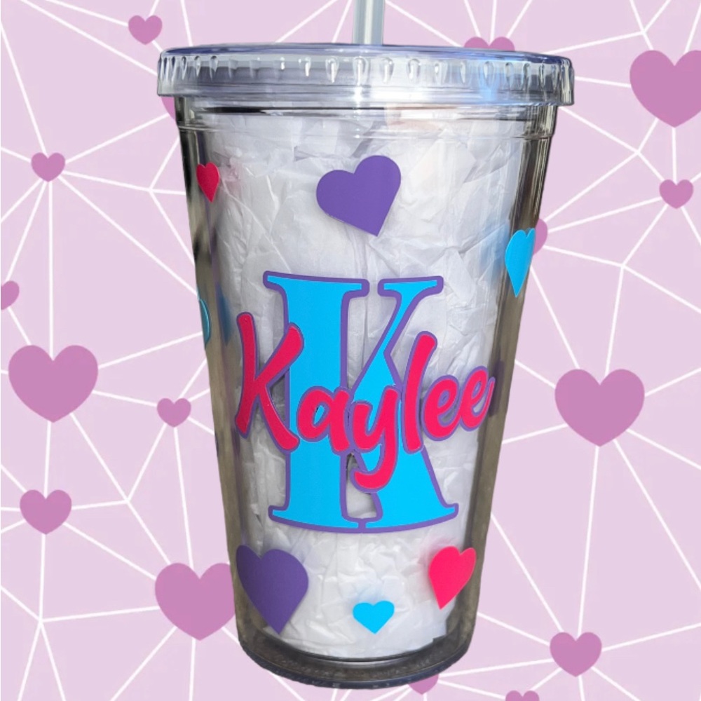 ONE‎ custom Name 16 ounce tumbler, lid and straw, bpa-free